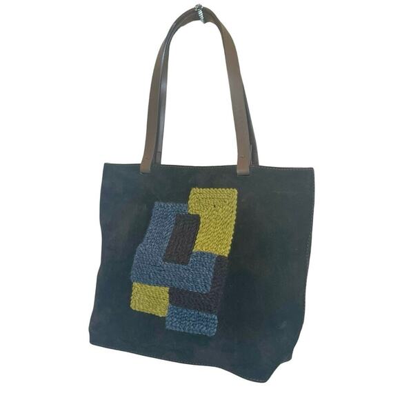 LAMARTHE PARIS TOTE SUEDE BROWN EMBROIDERED DETAILS MADE IN ITALY VERSATILE - Picture 7 of 16